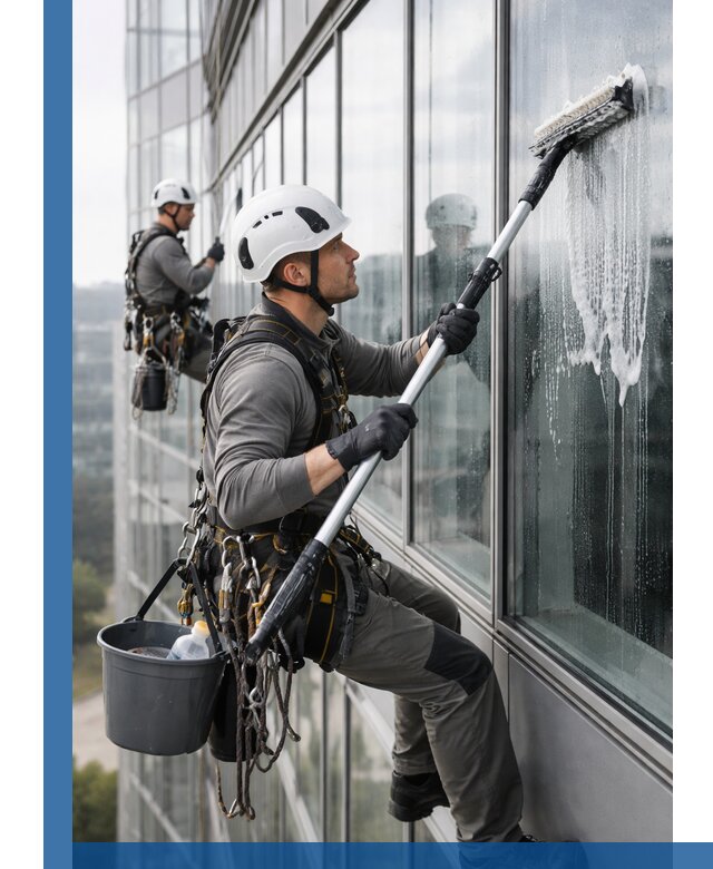 Высотная мойка сплошного остекления с выездом в Владивостоке