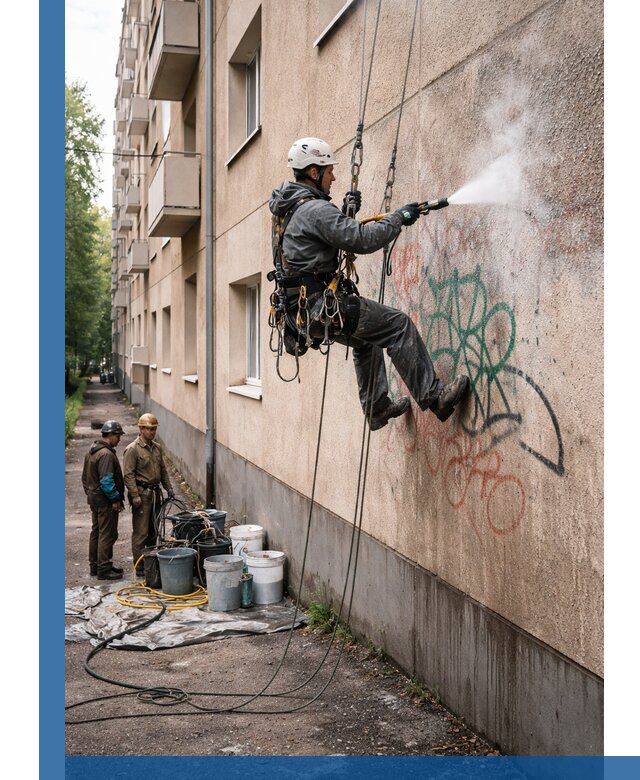 Удаление граффити с фасада в Владивостоке без следов и повреждений