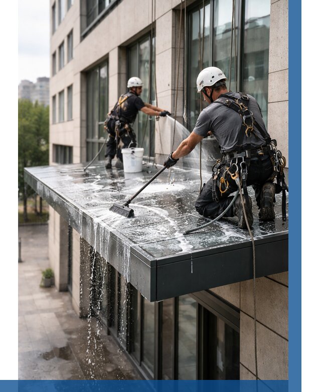 Мойка козырьков и навесов в Владивостоке от 3558 р. | ВЫСОТНИК-Влд