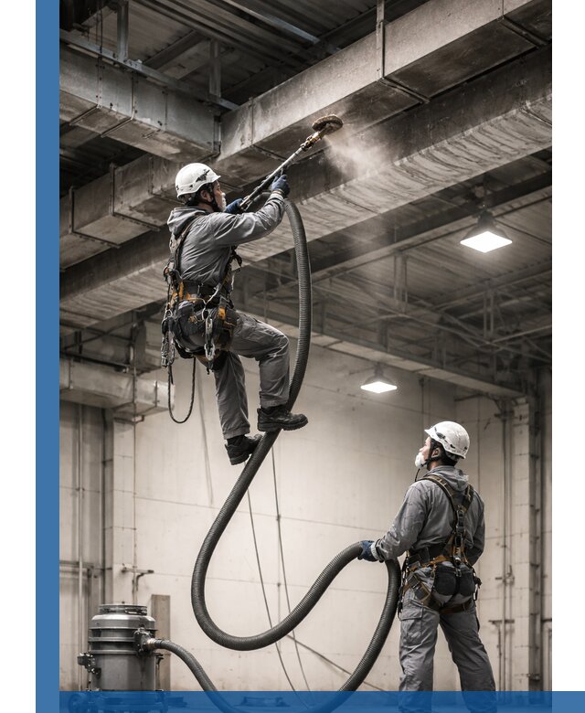 Обеспыливание потолочных конструкций в Владивостоке промышленным альпинизмом