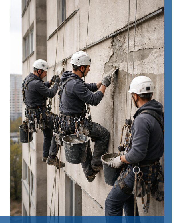 Ремонт бетонных элементов фасада в Владивостоке от 2542 р. | ВЫСОТНИК-Влд