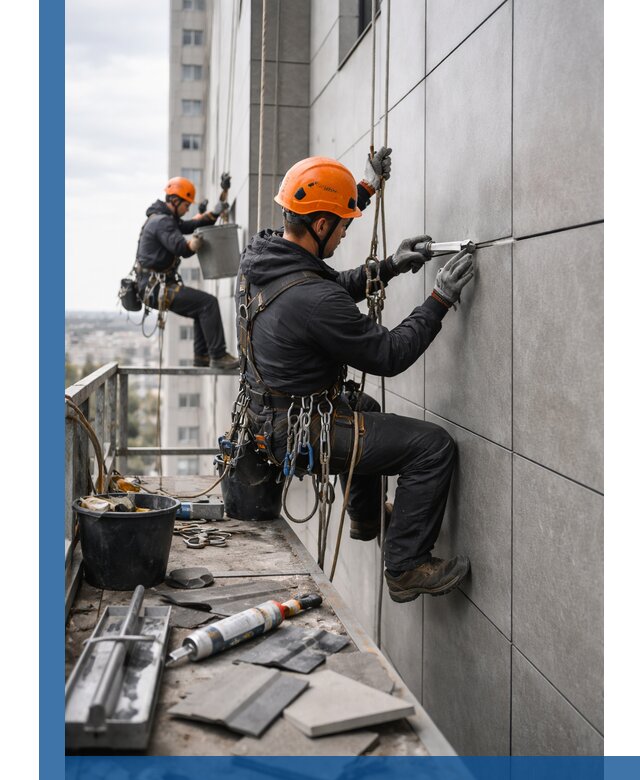 Профессиональный ремонт фасада из керамогранита в Владивостоке