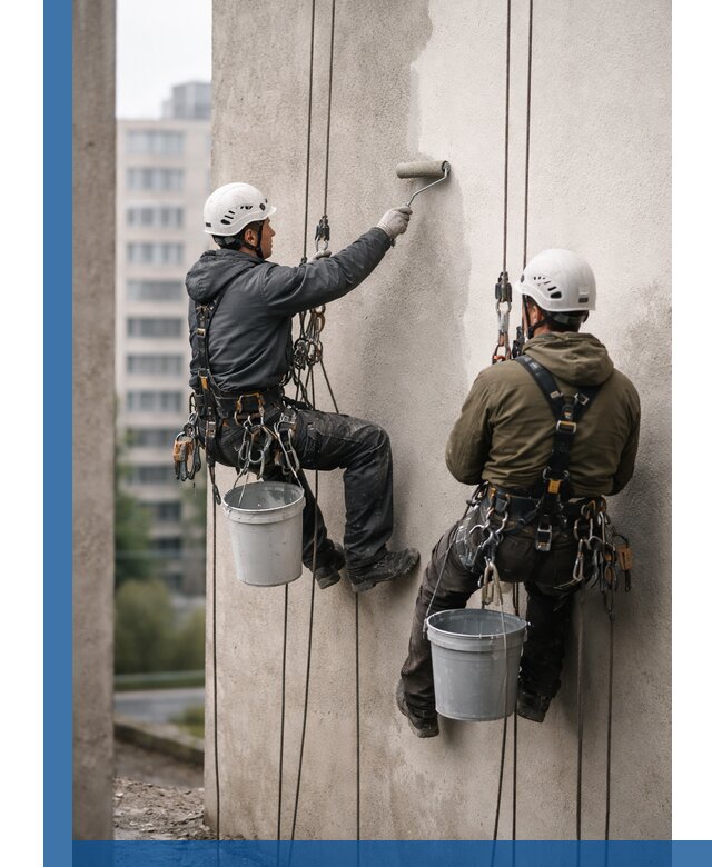 Покраска фасадов высотными альпинистами в Владивостоке с гарантией