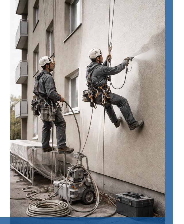 Безвоздушная покраска фасада в Владивостоке от 224 р/м² | ВЫСОТНИК-Влд