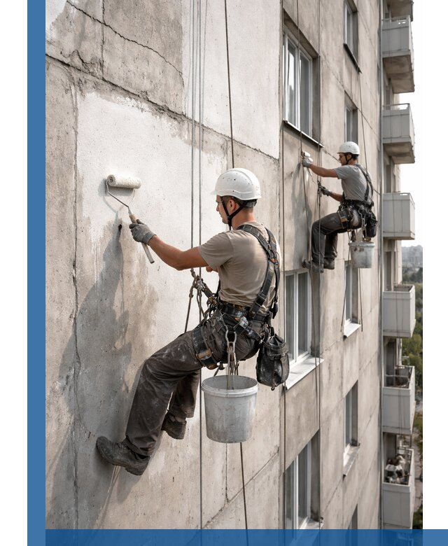 Покраска бетонного фасада в Владивостоке для жилых и промышленных объектов