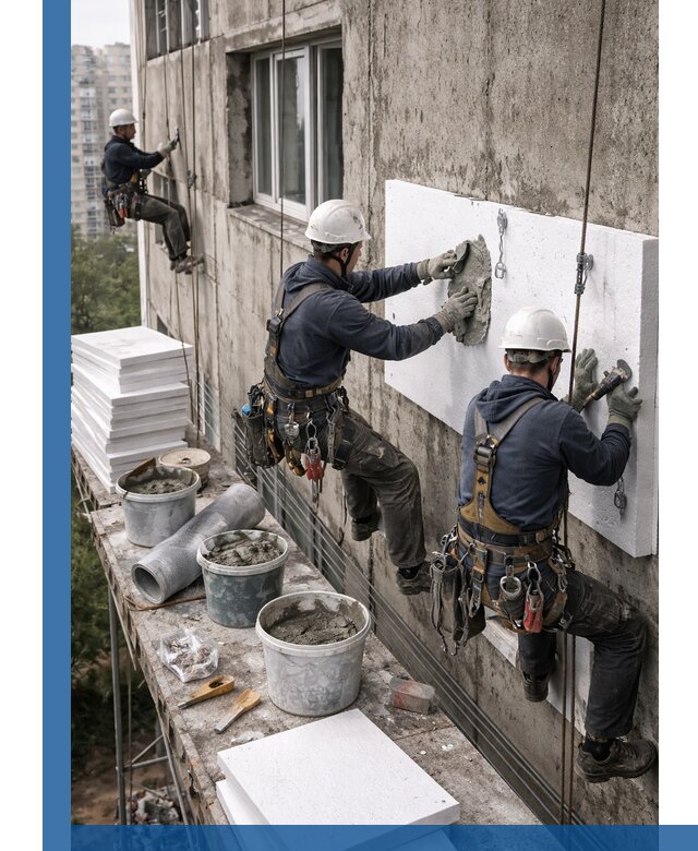 Утепление фасада пенополистиролом в Владивостоке под ключ