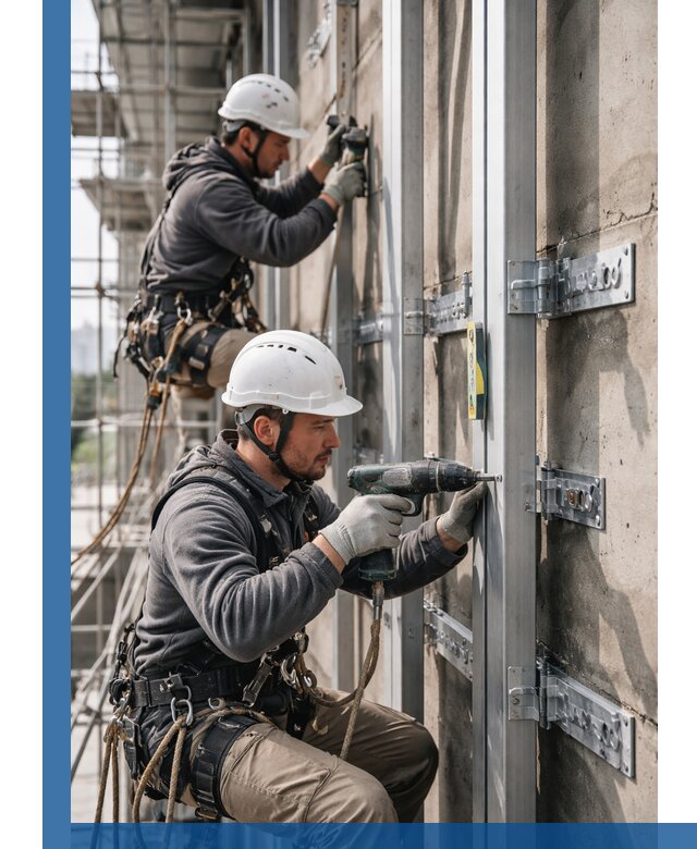 Монтаж и крепление подсистемы вентфасада в Владивостоке