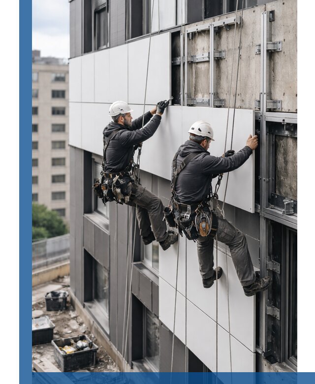 Монтаж композитных панелей фасада в Владивостоке под ключ