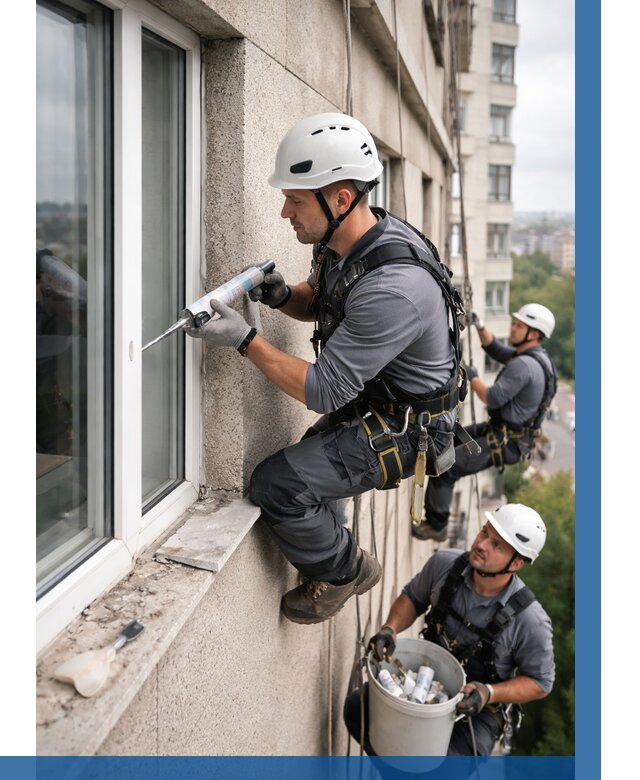 Герметизация оконных швов снаружи в Владивостоке от 1525 р. | ВЫСОТНИК-Влд