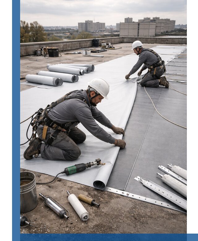 Монтаж мембранной кровли в Владивостоке для промышленных зданий