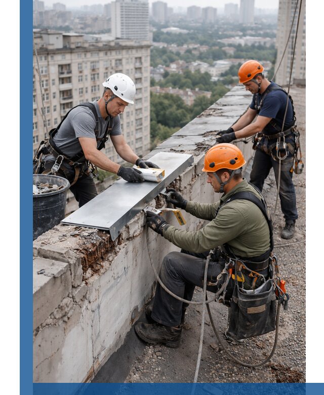 Ремонт парапета на кровле в Владивостоке, высотные работы с гарантией