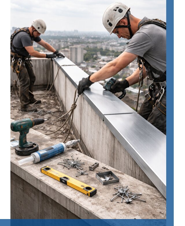 Монтаж парапетных крышек в Владивостоке от 813 р. | ВЫСОТНИК-Влд