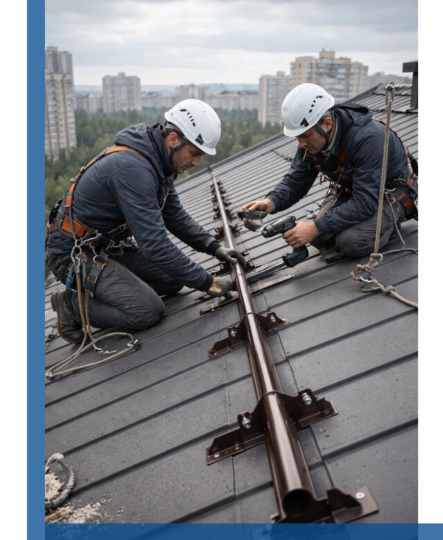 Монтаж снегозадержателей на кровле зданий в Владивостоке под ключ