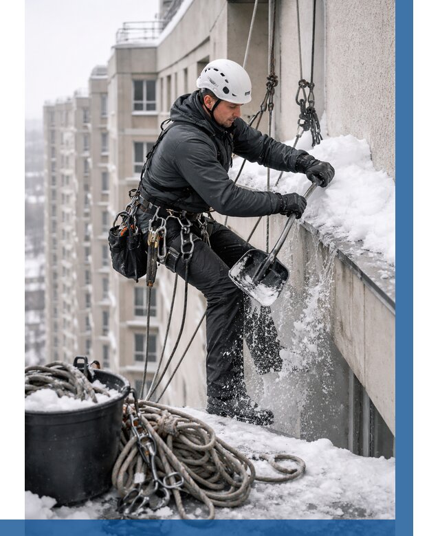 Очистка карнизов от снега в Владивостоке от 305 р. | ВЫСОТНИК-Влд