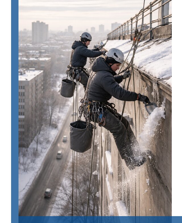 Очистка карнизов от снега в Владивостоке профессионально и безопасно