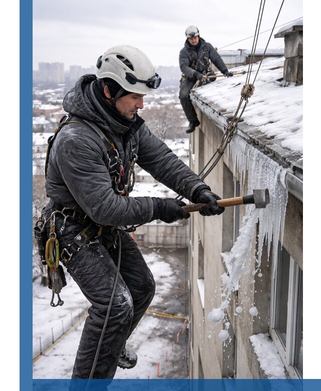 Сбивание и удаление сосулек с крыши в Владивостоке безопасно