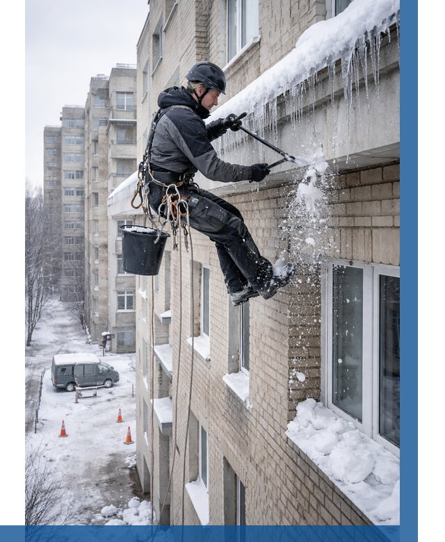 Удаление наледи с карнизов в Владивостоке от 356 р. | ВЫСОТНИК-Влд