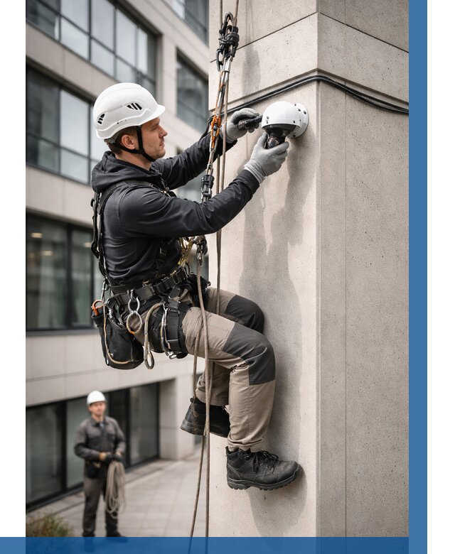 Монтаж камер видеонаблюдения на фасаде в Владивостоке от 8641 р.-ВЫСОТНИК-Влд