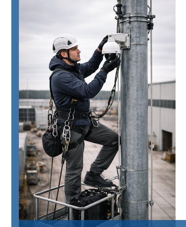 Профессиональная установка видеокамер на мачте в Владивостоке