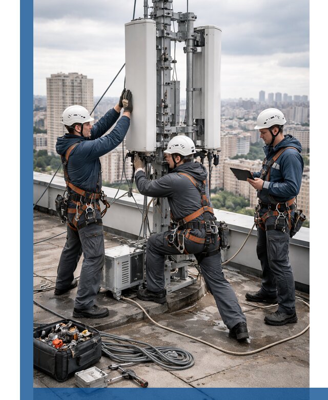 Монтаж антенн связи на крыше в Владивостоке с вводом в эксплуатацию