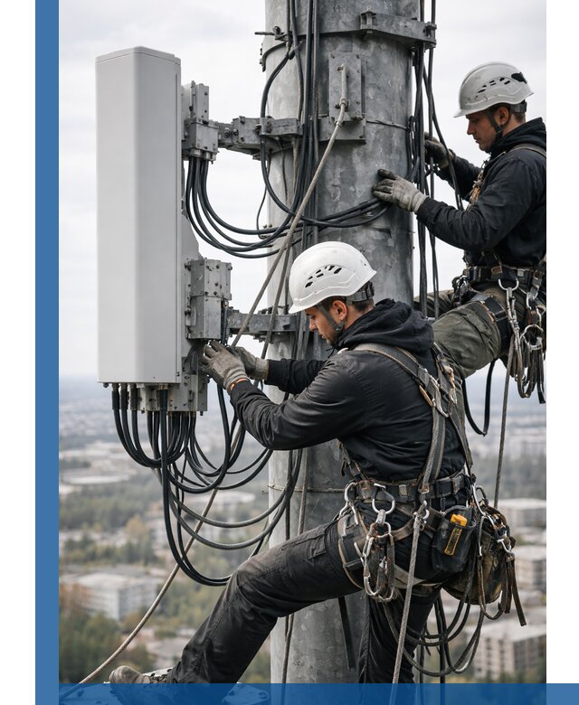 Монтаж оборудования связи на мачте в Владивостоке с пусконаладкой