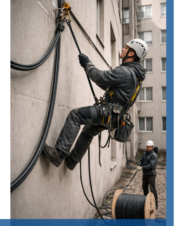 Протяжка кабеля питания на высоте в Владивостоке от 457 р. | ВЫСОТНИК-Влд