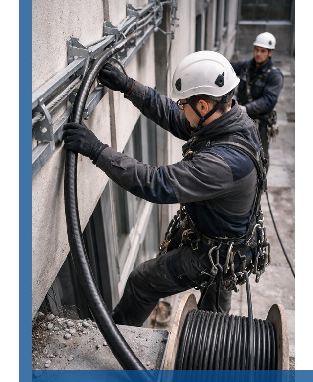 Протяжка кабеля питания на высоте в Владивостоке с гарантией безопасности и качества