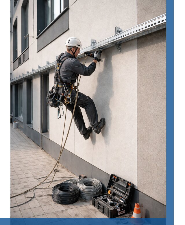 Монтаж кабельных лотков на фасаде в Владивостоке от 1220 р. | ВЫСОТНИК-Влд