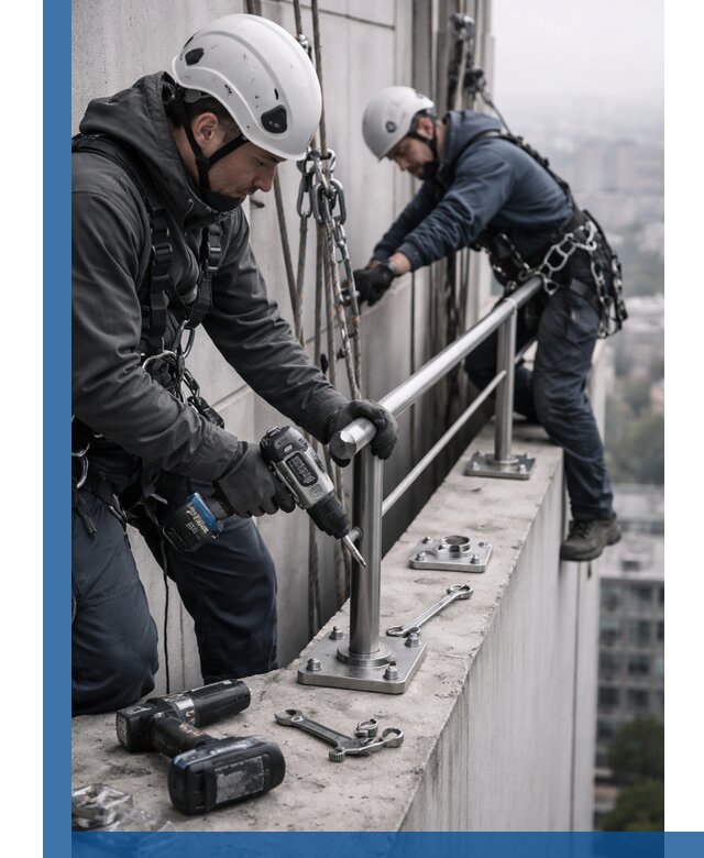 Монтаж перил на высоте в Владивостоке для жилых и промобъектов