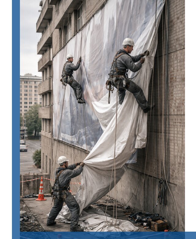 Демонтаж баннеров с фасада в Владивостоке оперативно и безопасно