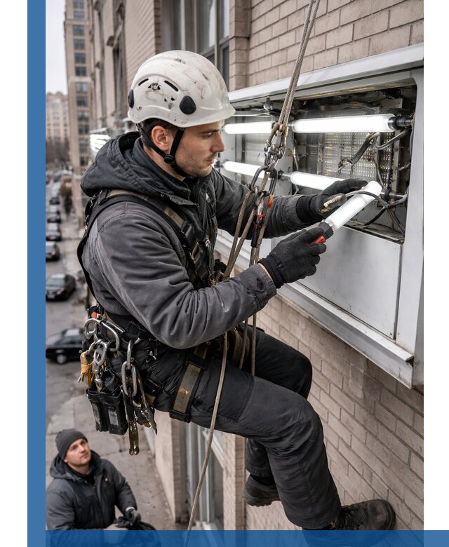 Профессиональная замена ламп в наружной вывеске в Владивостоке
