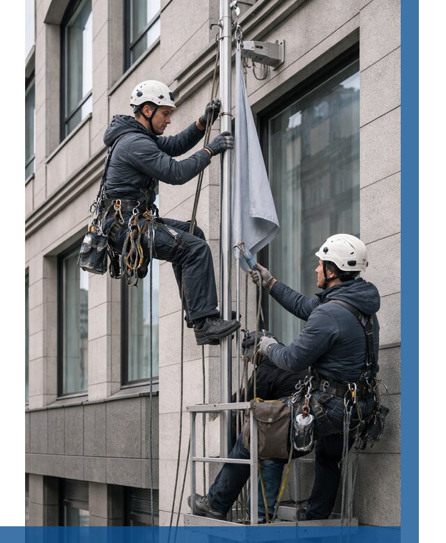 Установка флагов на фасаде в Владивостоке от 4575 р. | ВЫСОТНИК-Влд