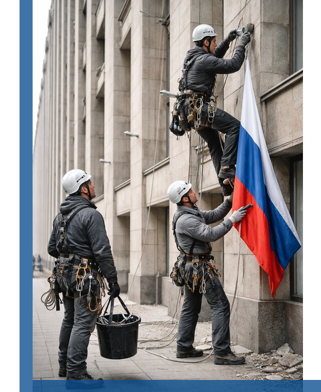 Профессиональная установка флагов на фасаде в Владивостоке