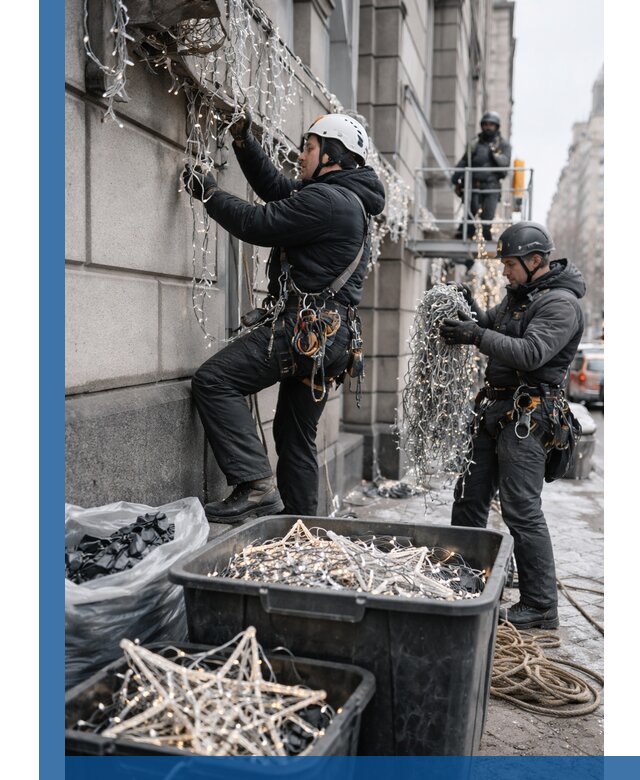 Демонтаж новогоднего оформления и гирлянд в Владивостоке