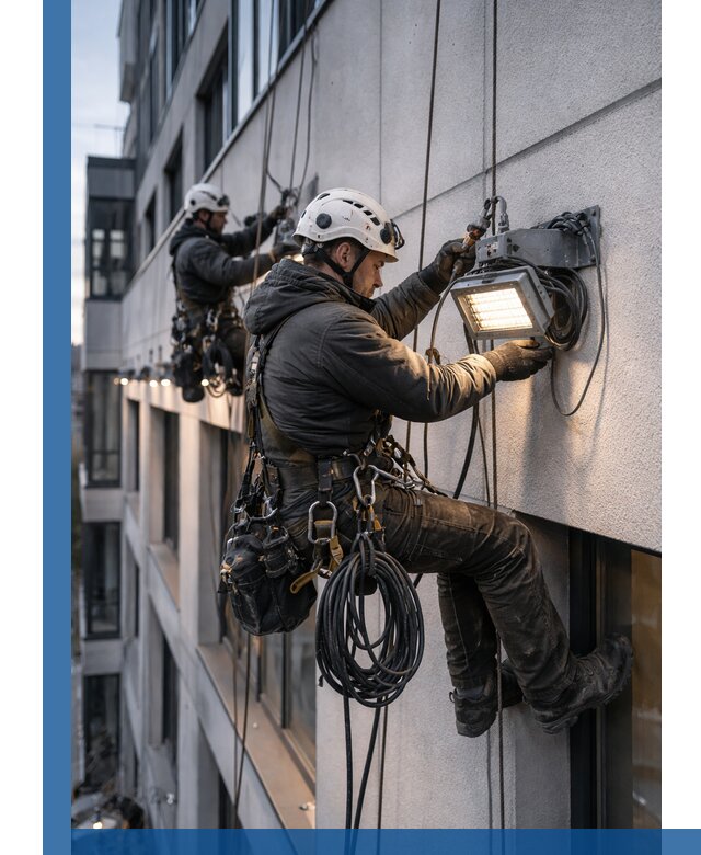 Монтаж фасадного освещения в Владивостоке установка и подключение
