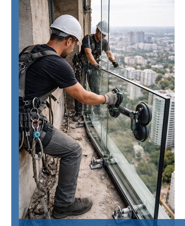 Монтаж стеклянных ограждений под ключ с гарантией в Владивостоке