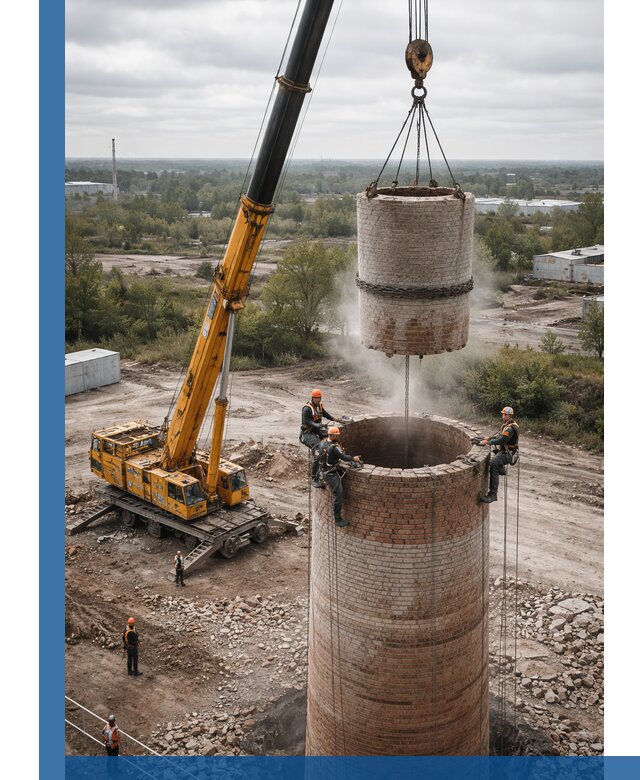 Демонтаж дымовой трубы в Владивостоке с гарантиями безопасности