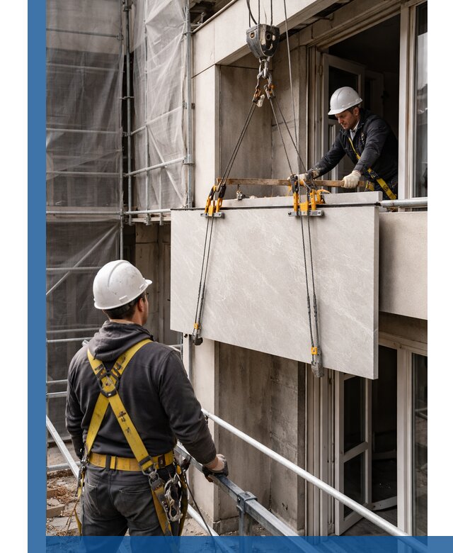 Подъем керамогранита на этаж в Владивостоке грузчиками и техникой