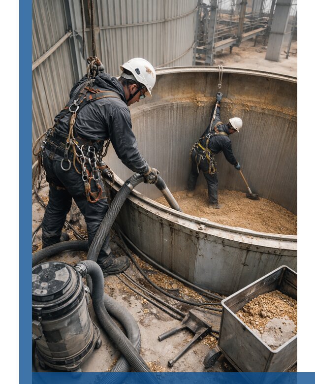 Профессиональная чистка зерновых бункеров в Владивостоке с выездом