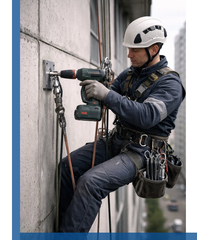 Установка анкерных точек для высотных работ в Владивостоке